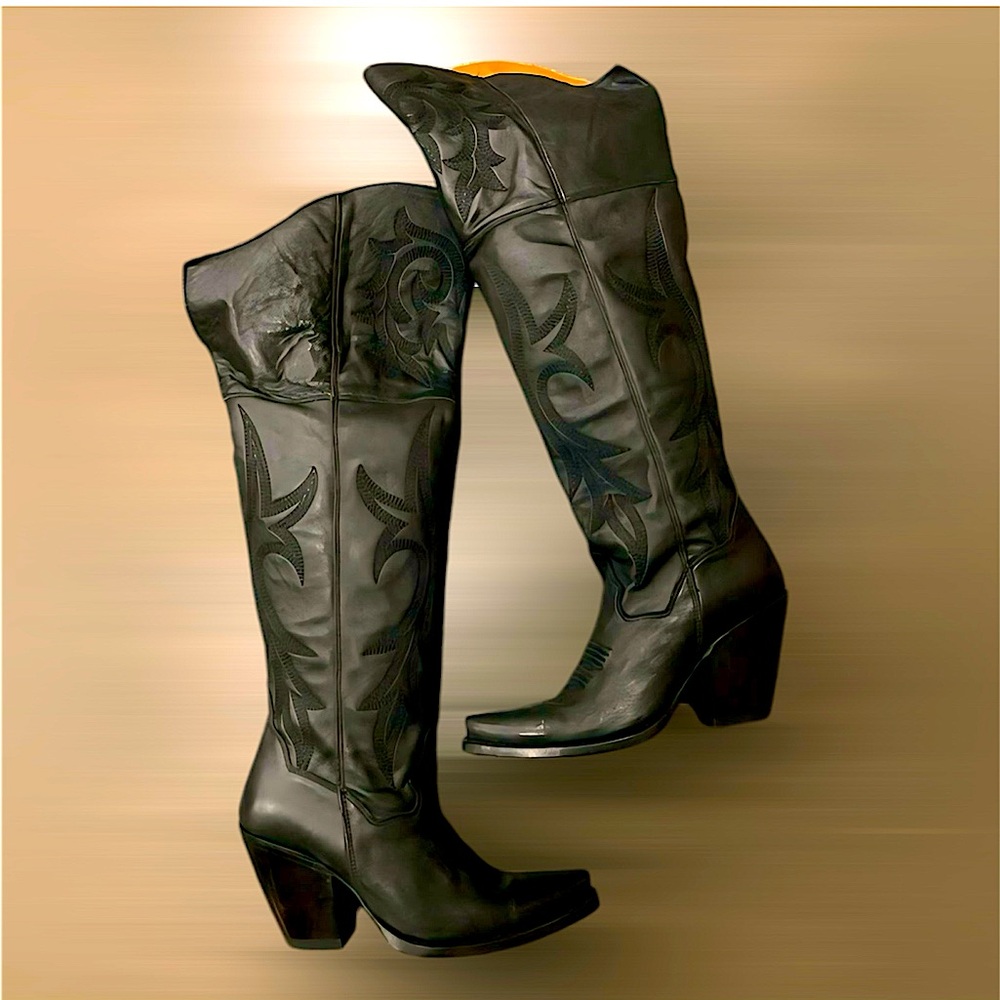 Dan Post Thigh High 7.5 Wide Calf Western Boots